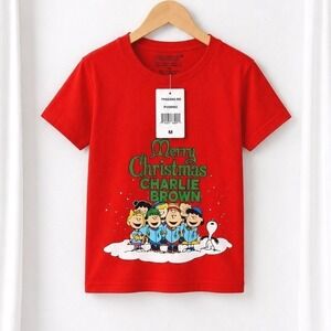 Snoopy Charlie Brown Christmas T Shirt‎ Youth M Peanuts Holiday Graphic Merry